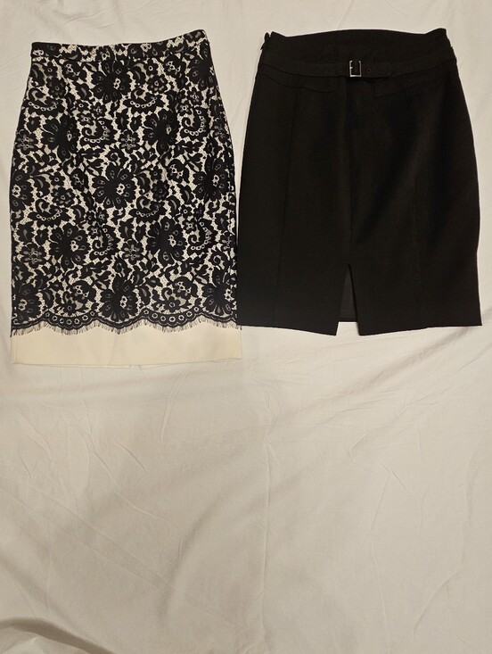 The Limited Dresses & Skirts - The Limited Scandal Edition Black Lace Overlay Pencil Skirt with Cream Hem